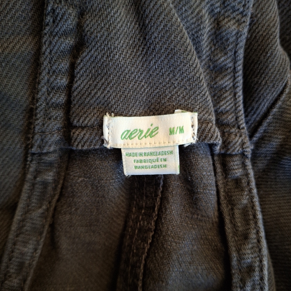 Aerie Baggy Gray Linen Overalls Sz M - Picture 7 of 11